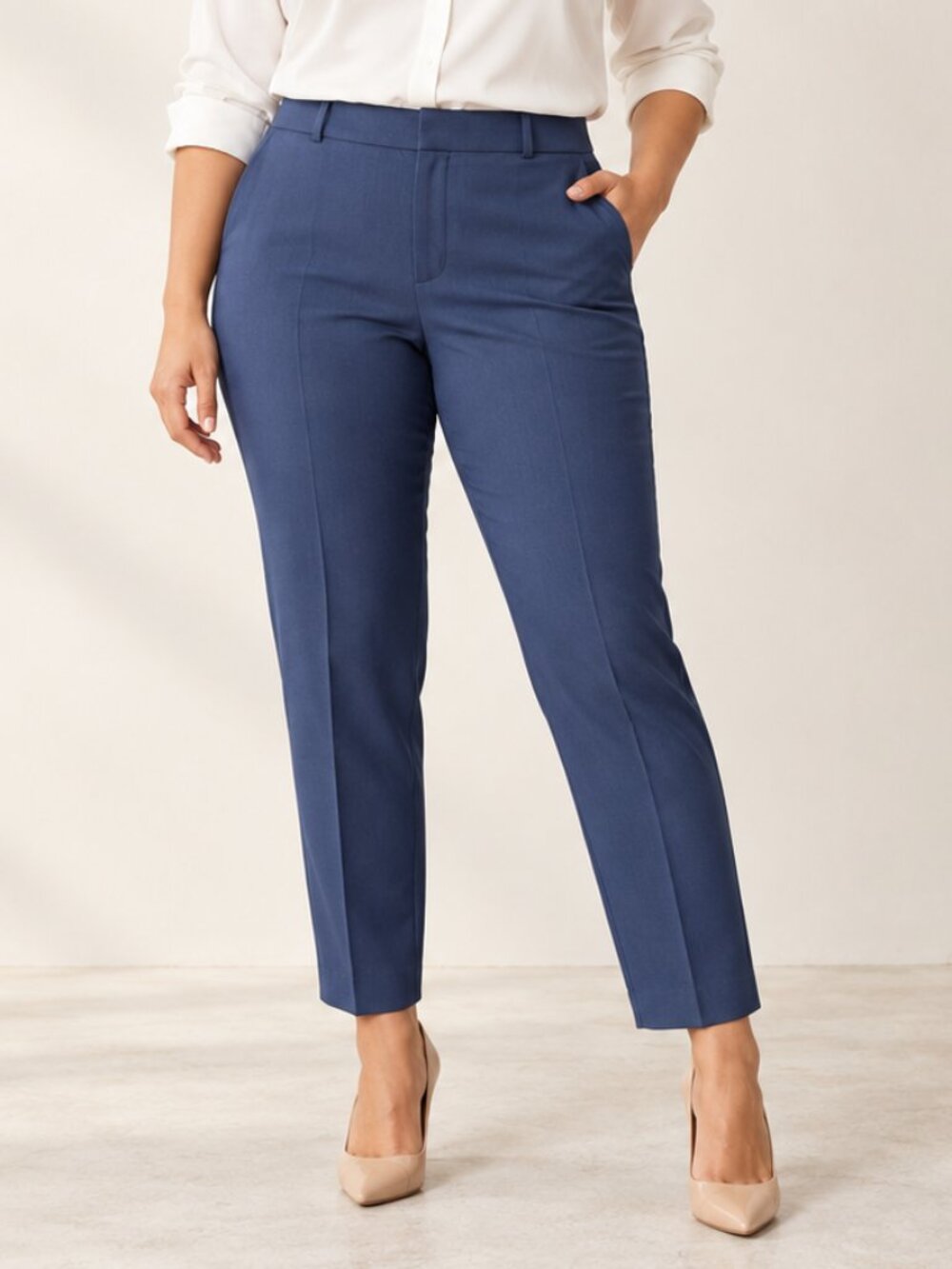 Banana Republic Pants Womens 10 Blue Ryan Slim Straight Italian Wool Washable